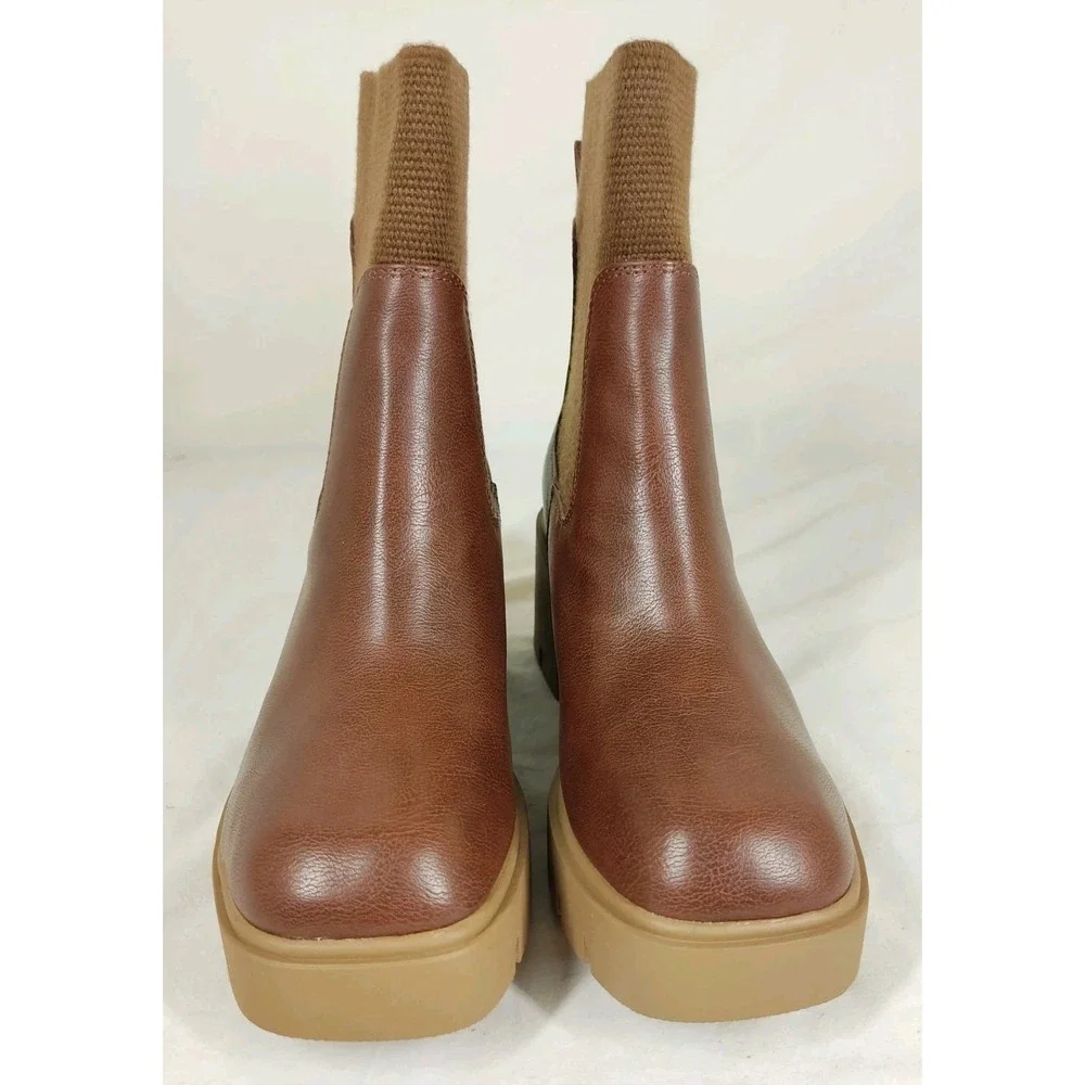 SUN STONE‎ Womens Verityy Faux Leather Ankle Boots | Walnut | 9.5M